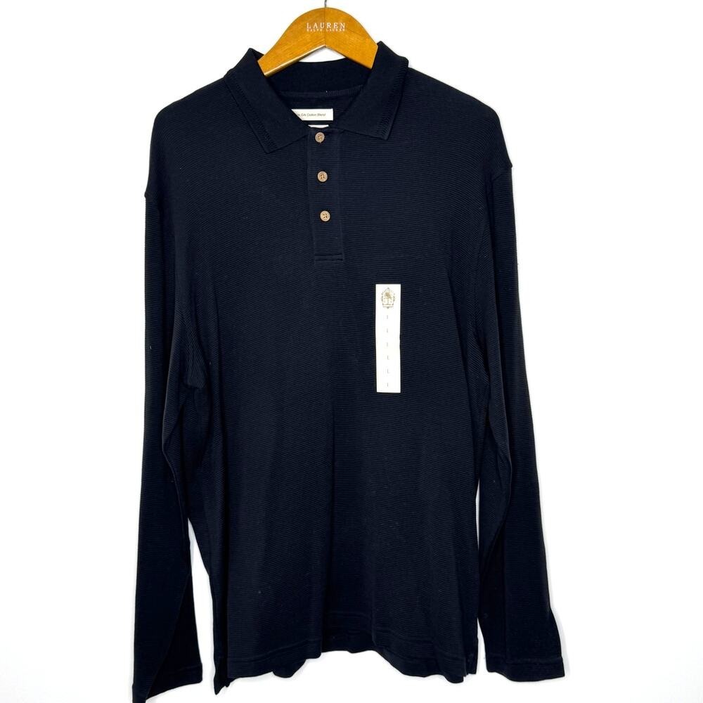 Paradise Collection Polo Men's‎ Large Black Long Sleeve New